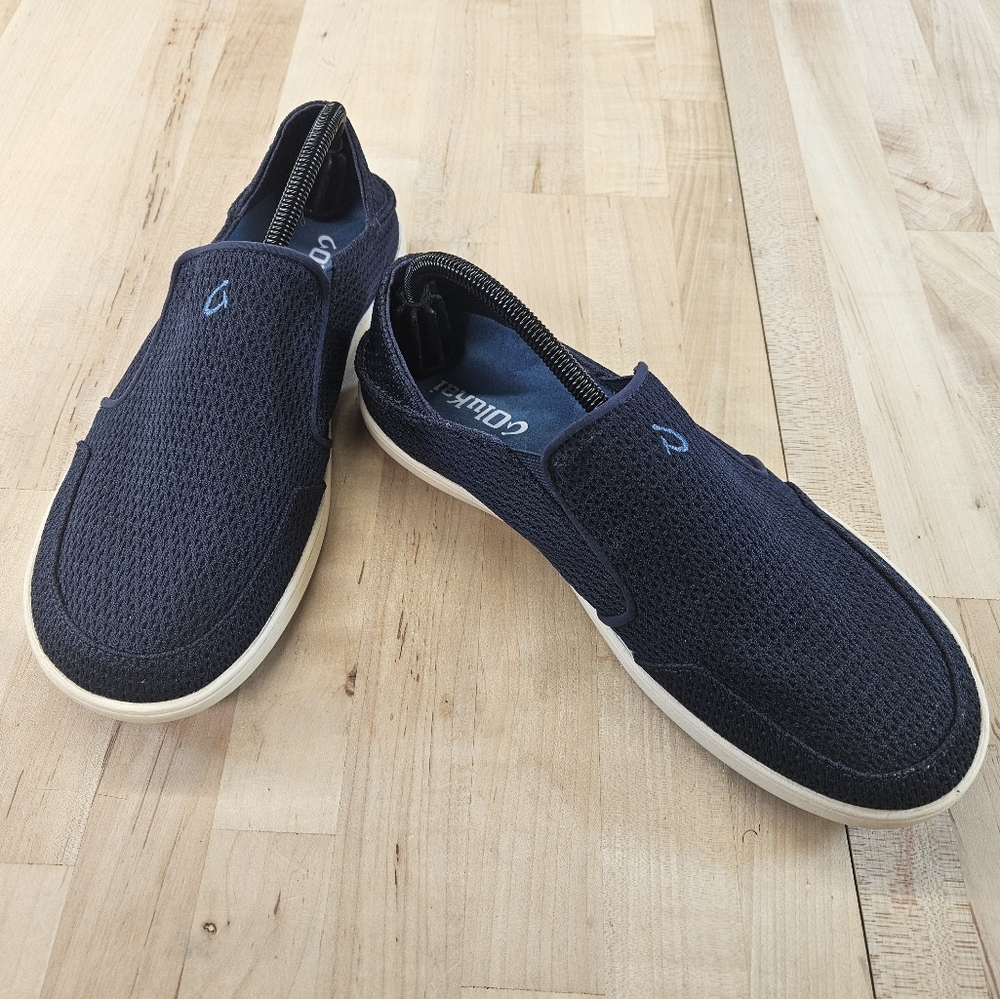 Olukai Men's Nohea Mesh Slip On Sneakers Navy Blue Drop Heel Comfort Shoes M9